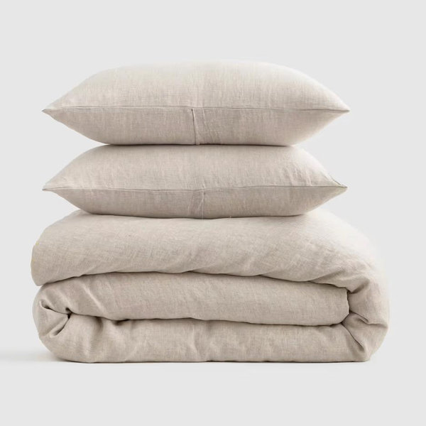 Color - Natural Chambray European Linen Duvet Cover Set - King/Cal King
