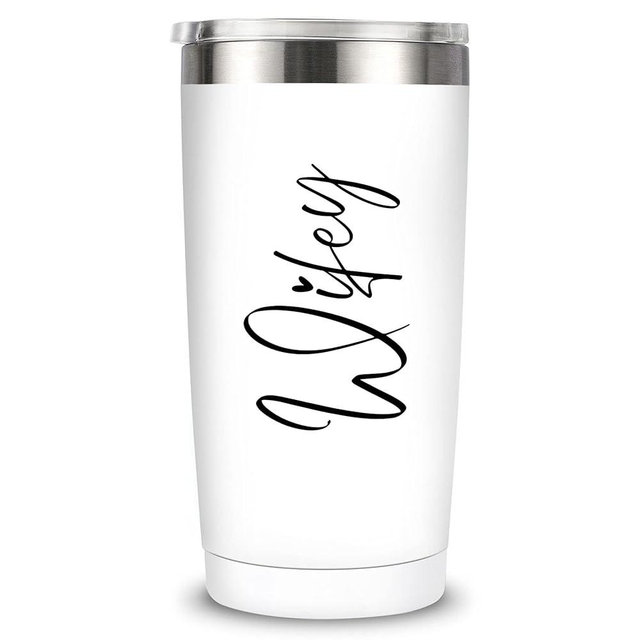 MASGALACC Wifey Tumbler Gifts - 20 Ounce Stainless Steel Insulated Tumbler with Lid and Straw - Bridal Shower Gifts for Bride - Wife Anniversary Birthday Valentines Gift