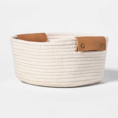Decorative Coiled Rope Square Base Tapered Basket Small White 11" - Threshold™