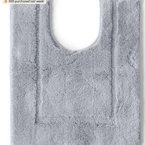 Cotton Non-skid Small Bath Rug Contour Shale Gray