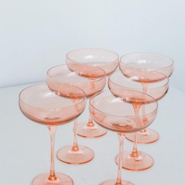 Estelle Colored Champagne Coupe Stemware - Set of 6 {Blush Pink}