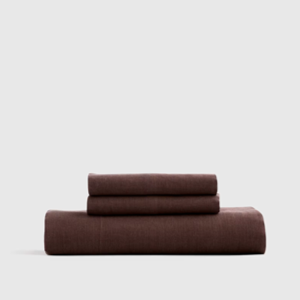 European Linen Fitted Sheet Set in Espresso