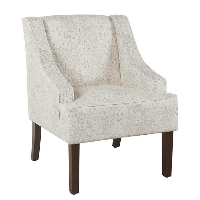 HomePop Classic Swoop Arm Accent Chair, Cream and Gray Vintage Stencil