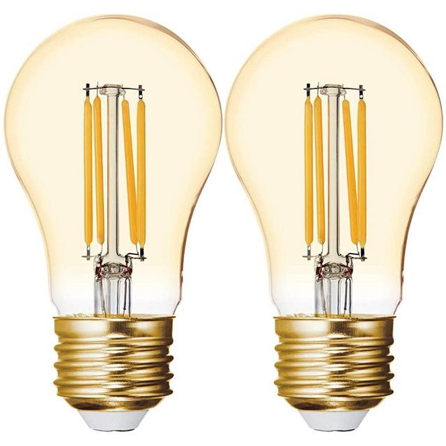 GE LED Vintage Light Bulb, A15 Amber Glass LED Edison Bulb (60 Watt Replacement Dimmable LED Light Bulbs), 400 Lumen, Medium Base Light Bulbs, 2-Pack E26 Edison Bulb
