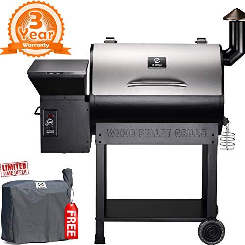 Z GRILLS ZPG-7002E 2019 New Model Wood Pellet Grill & Smoker, 8 in 1 BBQ Grill Auto Temperature Control, 700 sq inch Cooking Area, Silver