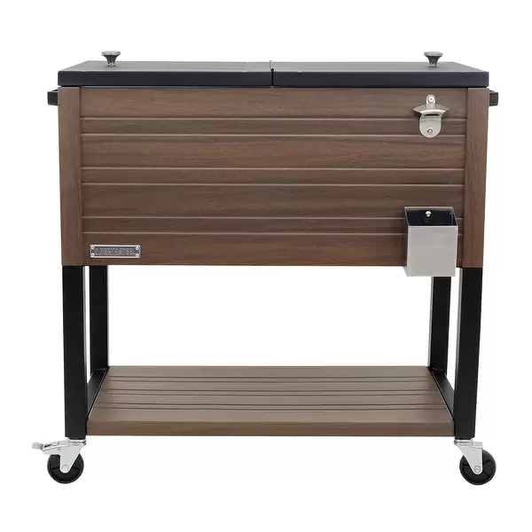 Permasteel 80 Qt. Rustic Furniture Style Patio Cooler - Brown