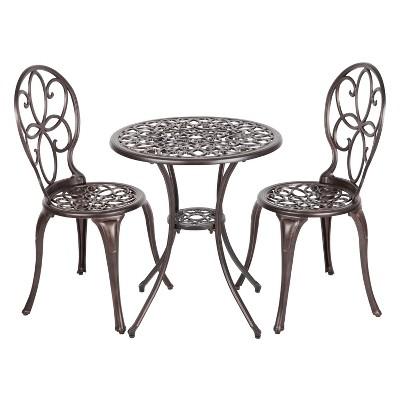 Arria 3pc Metal Patio Bistro Set - Antique Bronze - Fire Sense