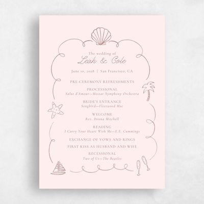 Lightest Blush, Pink Wedding Program - Boracay