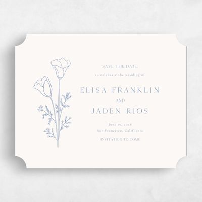 Blue Ticket Wedding Save the Date - Coquelicot Landscape