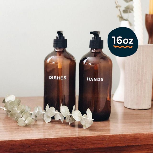 glass kitchen soap dispenser set - 16oz ++...