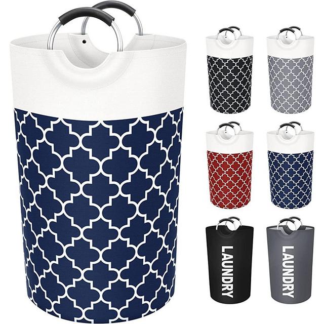 Fabspace Large Laundry Basket Laundry Hamper Bag Washing Bin Clothes Bag Collapsible Tall with Handles Waterproof Travel Bathroom College Essentials Storage for College Dorm, Family, 82L (Blue)