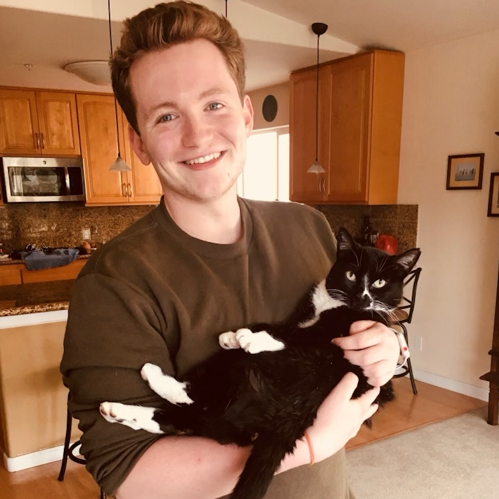 Cameron meeting Samantha's childhood cat, Genevieve.