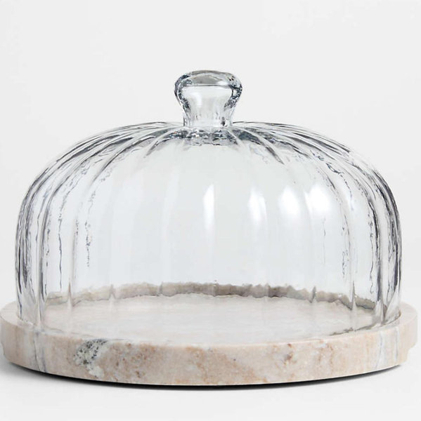 Tuscan Kitchen Marble 11" Cheeseboard with Glass Cloche