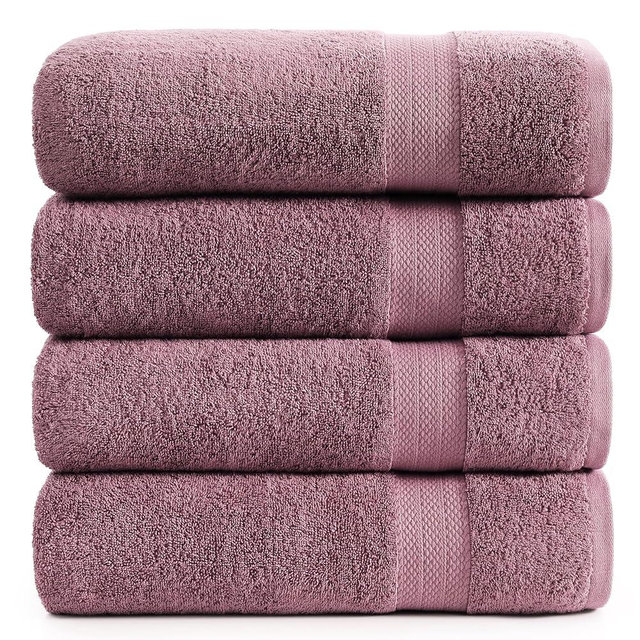 LANE LINEN Premium Bath Towels Set of 4 (28"x54") - 100% Ring Spun Cotton Bathroom Towel 4 Pack - Quick Drying, Super Soft, Durable & Absorbent Large Towels Set - Oeko Tex Certified - Wistful Mauve