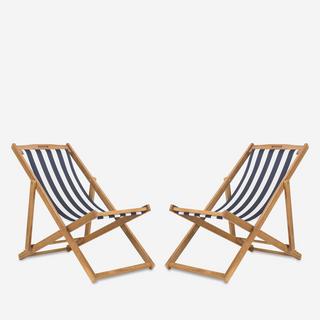 Loren Striped Foldable Sling Chair, Set of 2