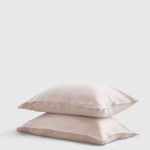 European Linen Pillowcase Set in Soft Blush
