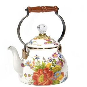 Mackenzie Childs White Flower Market Tea Kettle