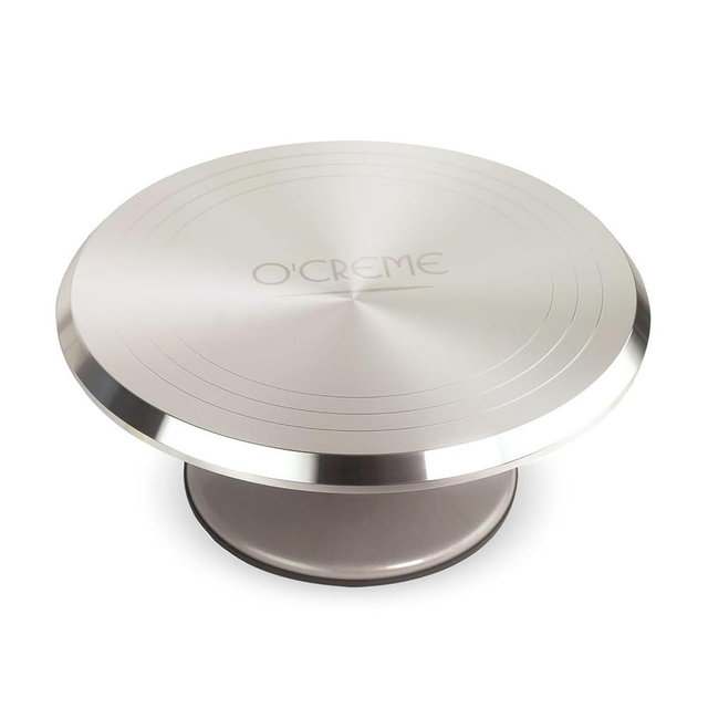 O’Creme Cake Turntable Stand, 12 inch – Heavy-Duty Aluminum Alloy Rotating Turn Table Display Lazy Susan for Decorating Cakes & Cupcakes with Non-Slip Base- Ideal for Weddings, Birthdays
