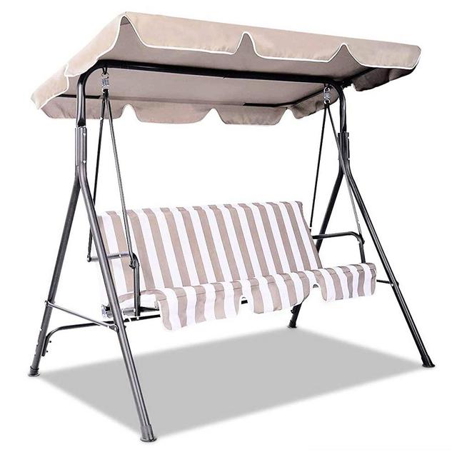 Goplus Swing Canopy Replacement Waterproof Top Cover for Outdoor Garden Patio Porch Yard, Top Cover Only (75'' x 52'', Beige)