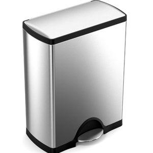 simplehuman 50 Liter / 13.0 Gallon Rectangular Kitchen Step Trash Can, Brushed Stainless Steel