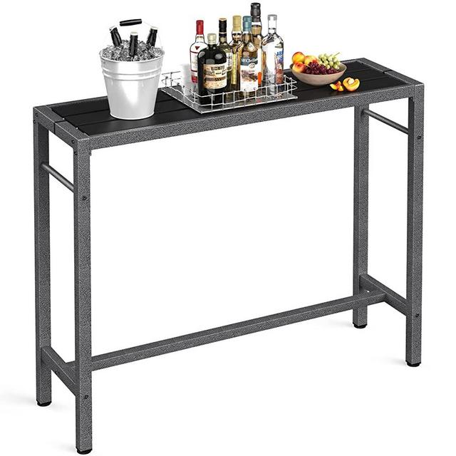 Mr IRONSTONE Outdoor Bar Table 47'' Patio Side Table Pub Height Dining Table with Waterproof Top and Hammer Finish Stand for Hot Tub, Garden, Backyard