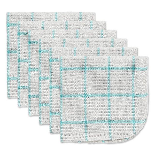 DII Kitchen Scrubber Collection Basic Windowpane Dishcloth Set, 12x12, Aqua 6 Count