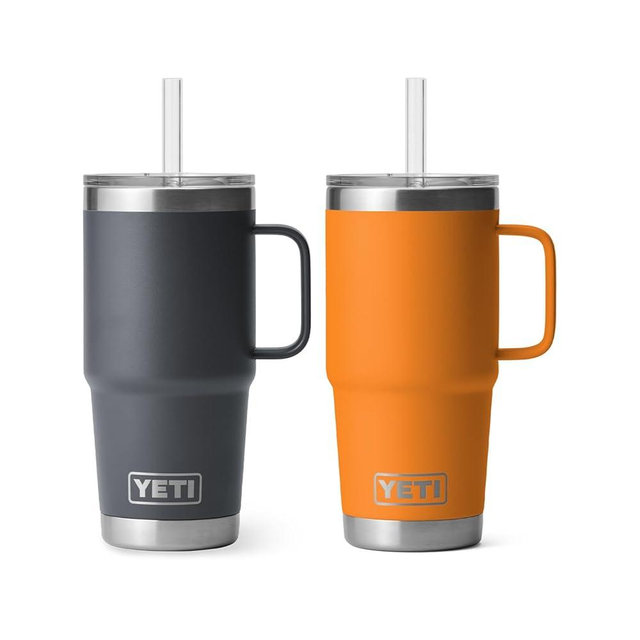 YETI 25 oz Rambler Straw Tumbler 2-Pack, (1) King Crab, and (1) Charcoal
