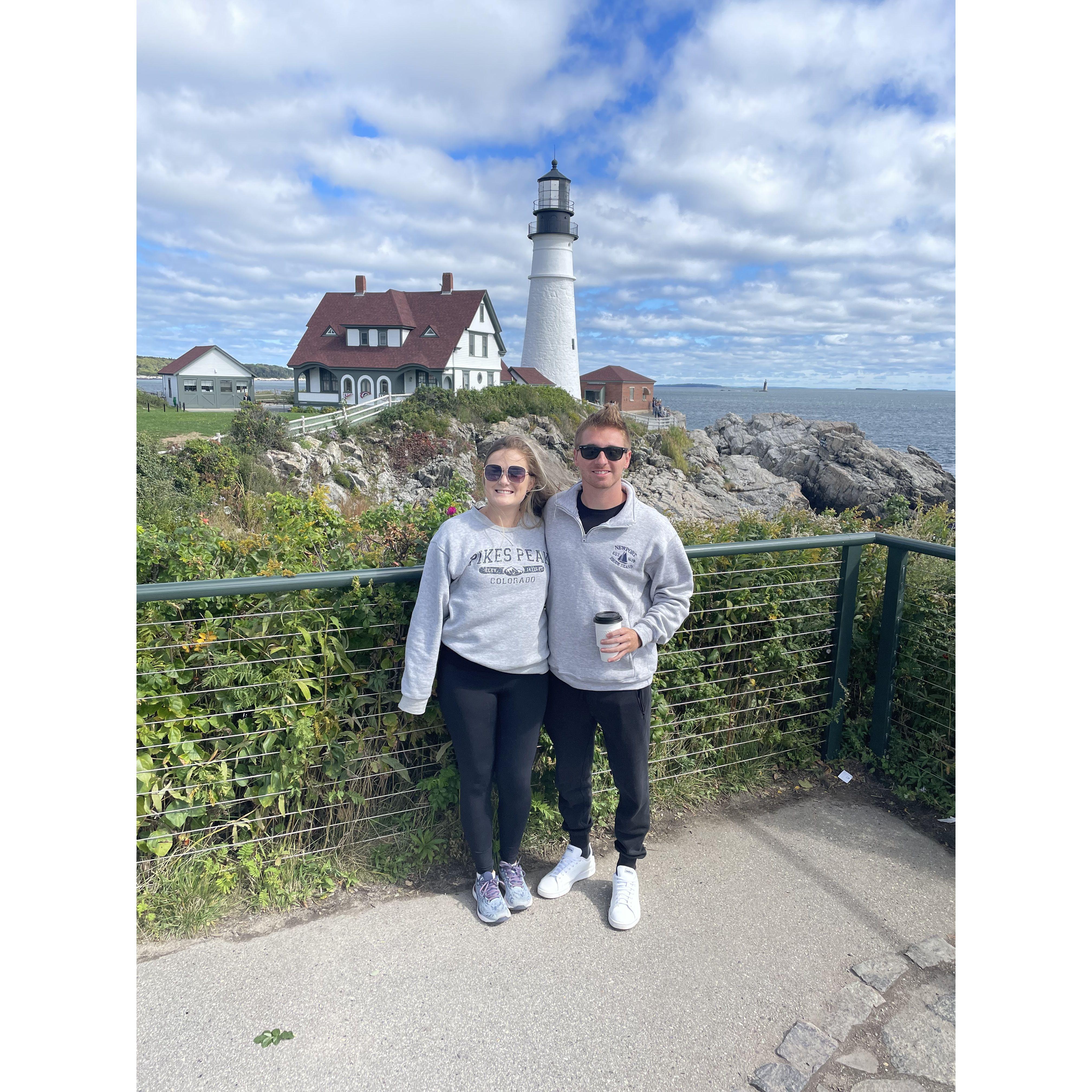 We were trying to quickly get a photo with this lighthouse in Portland Maine - along with the photo we also got a parking ticket. Oops!