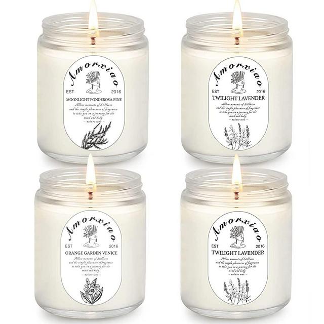 4 Pack Candles for Home Scented, Lavender Candle, Aromatherapy Jar Candles, 28 oz 200 Hour Long Lasting Candles, Scented Candles Gift Set for Women, Perfect for Birthday Gifts