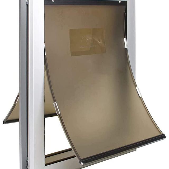 MAVRICFLEX Extreme Weather Dog Door with Sliding Lock Panel, Energy Efficient Rugged Aluminum Large Dog Door, Easy Installation, Magnetic Double Flaps Heavy Duty Dog Door for Dogs Up to 110lbs