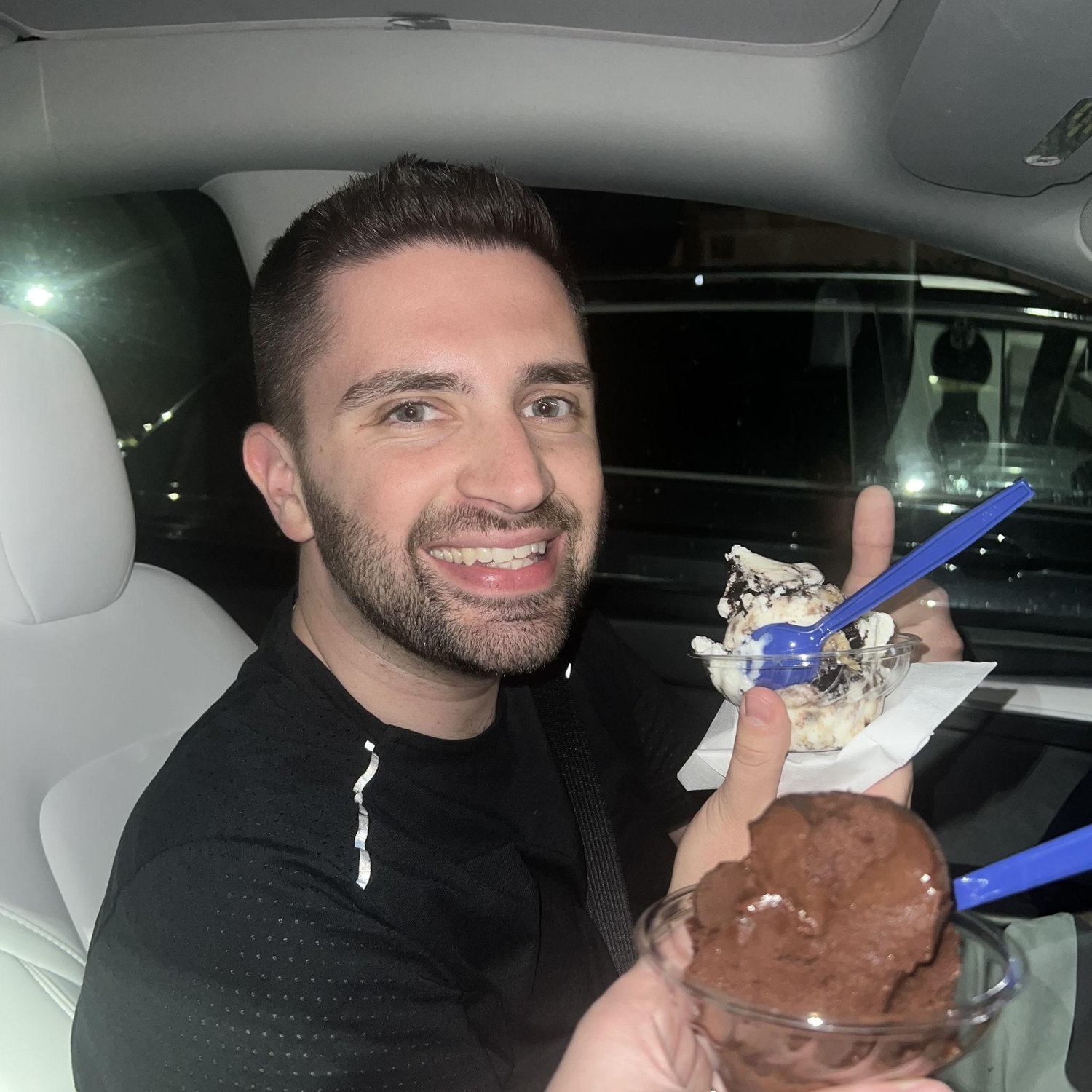 Celebratory ice cream after picking our wedding date!