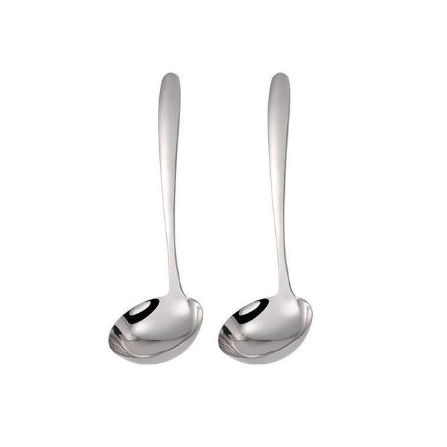 Wenkoni Small Ladle,Gravy ladle,Soup ladle,Gravy Spoon, SUS 304 Stainless Steel 8inch Round Ladles,Dishwasher Safe 2Pack silver.