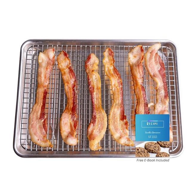 Humble Homeware 1/4 Stainless Steel Baking Sheet with Stainless Steel Rack Set, Simple And Easy To Use Cooling Rack, Dishwasher Safe Set, Quarter Sheet Pan with Wire Rack