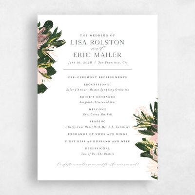 White Wedding Program - Bloomsbury Foil