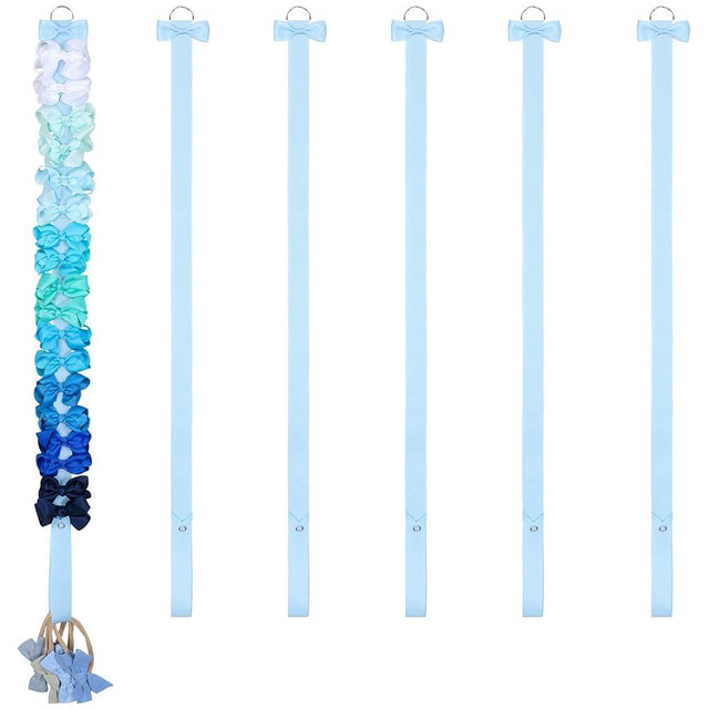 POVETIRE 6PCS Bow Holder Organizer, Hair Clip Storage Display Wall Hanging for Nursery Decors (Blue)
