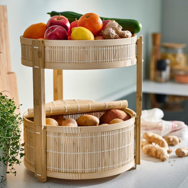 IKEA vegetable & fruit basket, set of 2, bamboo