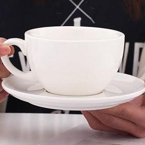 Cappuccino Barista Cup and Saucer (Glossy White, 8.5 oz)