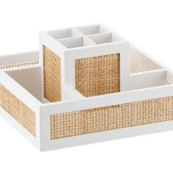 The Container Store Artisan Rattan Cane Square Rotating Organizer