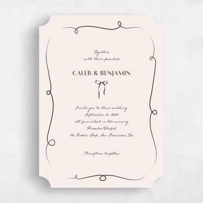 Beige Ticket Wedding Invitation - Kasey Portrait