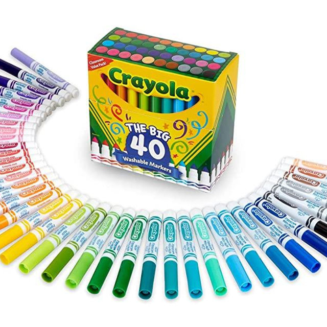 Crayola Ultra Clean Washable Markers For School, Back To School Gifts For Kids, 40 Classic Colors