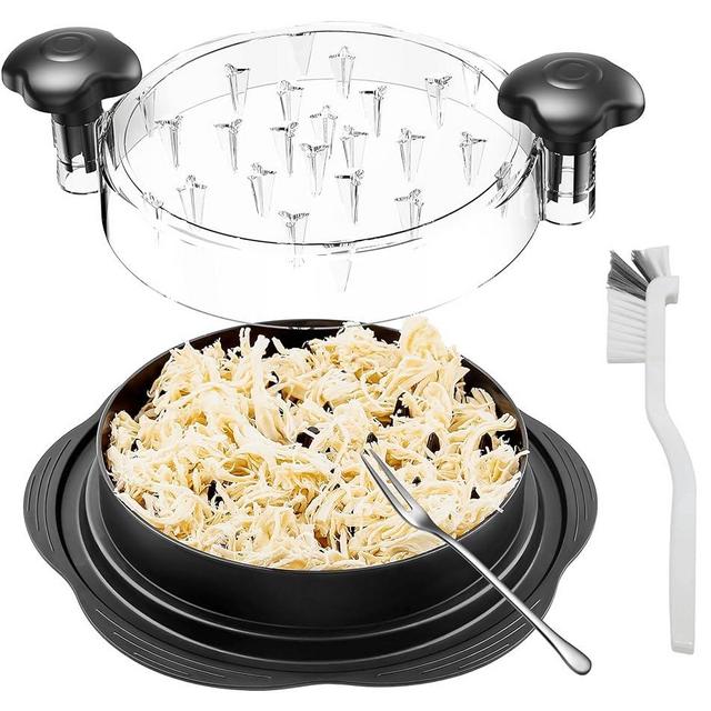 Chicken Shredder, 9.85" Meat Chicken Shredder Tool Twist with Visible Lid, Chicken Breast Pork Beef Shredder Machine, Ergonomic Handle, Anti-Slip & Dishwasher Washable, Black