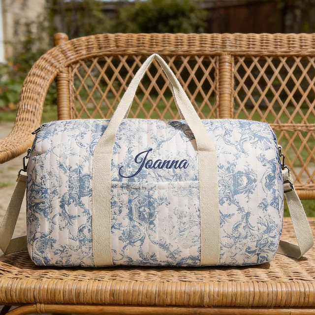 Floral Duffle Bag, Embroidered Name, Monogrammed Weekender Bags, Quilted Travel Tote, Carry On Duffel, Girls Overnight Bag 26010801