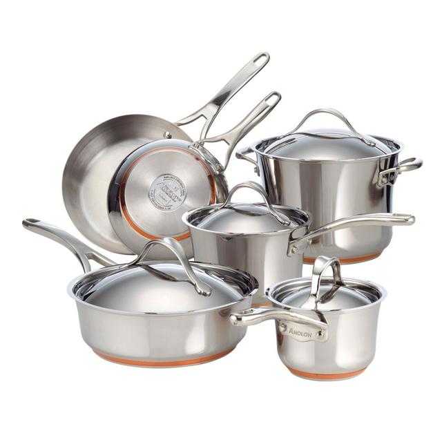 Anolon Nouvelle Copper Stainless Steel Cookware Set, 10-Piece