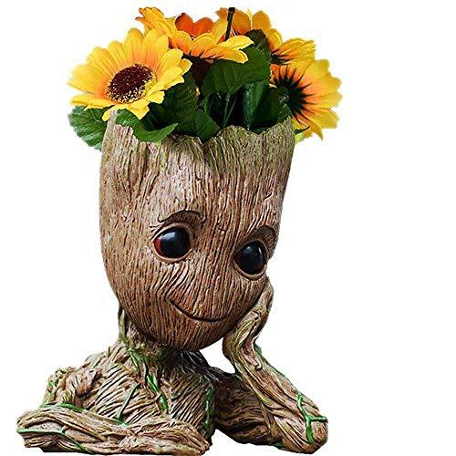 B-Best Guardians of The Galaxy Groot Pen Pot Tree Man Pens Holder or Flower Pot with Drainage Hole Perfect for a Tiny Succulents Plants and Best Christmas Gift Idea 6"