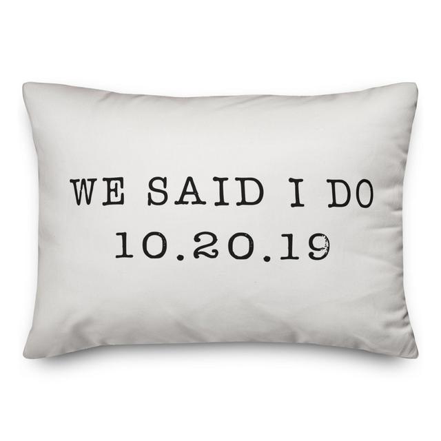Designs Direct "We Said I Do" Oblong Throw Pillow in Black