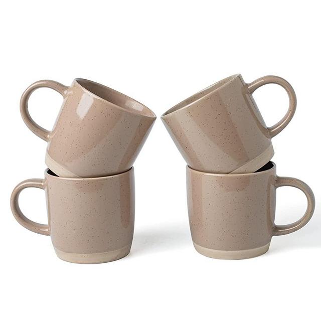 famiware Coffee Mugs, 12 oz Coffee Mug Set for 4, Tea Cups with Handle for Coffee, Tea, Cocoa, Milk, Cinnamon Brown