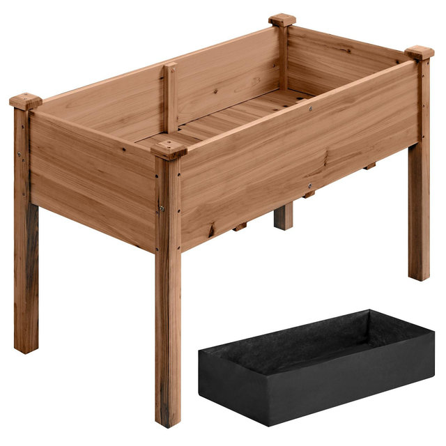 Yaheetech Fir Wood Garden Bed Planter Raised Bed, Dark Brown