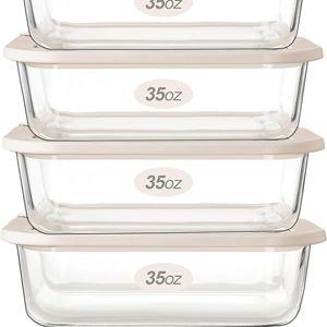 Urban Green Glass Food Storage Containers with Glass Lids