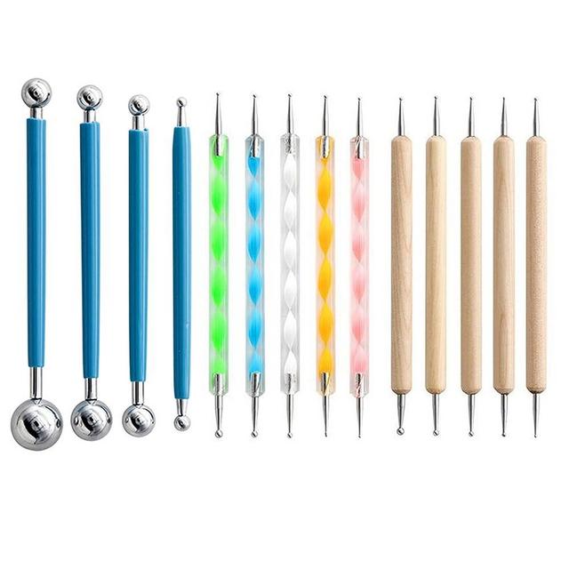 hesmartly 14 PCS Dotting Tools Ball Styluses, Dotting Tools Set for Pottery Clay Rock Painting Modeling Embossing Nail Art