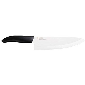Kyocera Advanced Ceramic Revolution Series 8-inch Professional Chef's Knife, Black Handle, White Blade